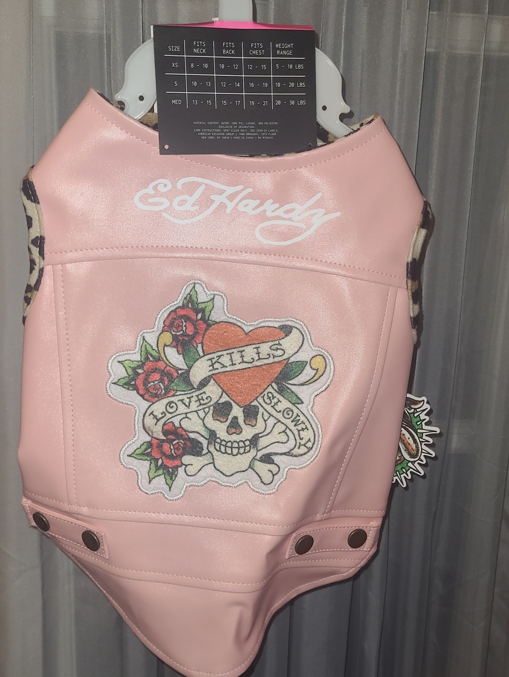 Ed Hardy Pink Skull & Rose Graphic Faux Leather One-Piece